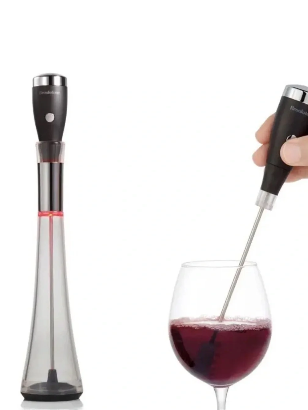 Brookstone Aero Full Bottle Wine Aerator in Deep Red Metallic NIB